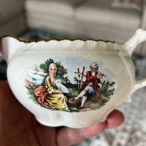 Vintage The Harker Pottery 22 KR Gold Creamer Courting Couple